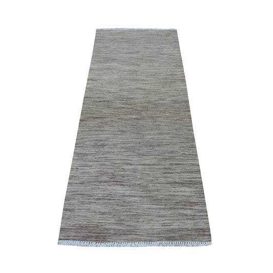 Flat Weave Wool Hand Woven Rug Brown Tanin  2.6X6.5 -O053866
