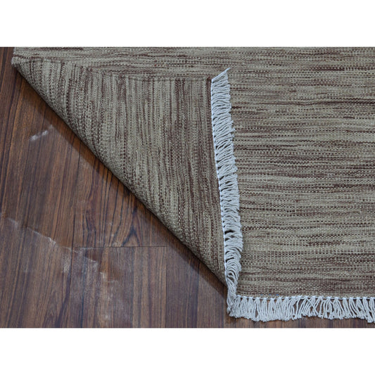 Flat Weave Wool Hand Woven Rug Brown Tanin  2.6X6.5 -O053866