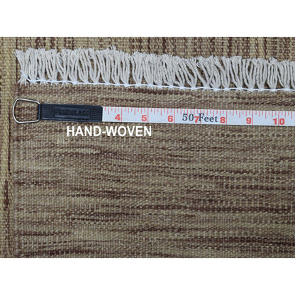 Flat Weave Wool Hand Woven Rug Brown Tanin  2.6X6.5 -O053866