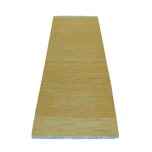 Flat Weave Wool Hand Woven Rug Yellow Russets Orange 2.6X6.8 -O053867