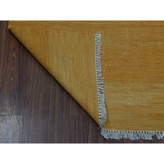 Flat Weave Wool Hand Woven Rug Yellow Russets Orange 2.6X6.8 -O053867