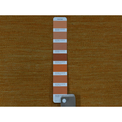 Flat Weave Wool Hand Woven Rug Yellow Russets Orange 2.6X6.8 -O053867