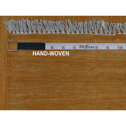 Flat Weave Wool Hand Woven Rug Yellow Russets Orange 2.6X6.8 -O053867