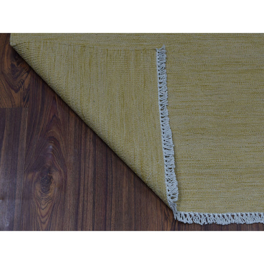 Flat Weave Wool Hand Woven Rug Yellow Golden Haze 2.6X6.3 -O053870