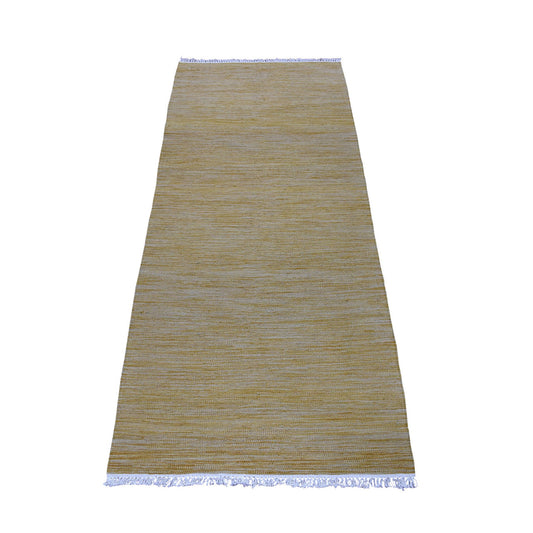 Flat Weave Wool Hand Woven Rug Yellow Sunshine 2.7X6.5 -O053872
