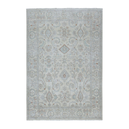 Oushak And Peshawar Wool Hand Knotted Rug Grey Whitecap Gray 6.0X8.10 -O053910
