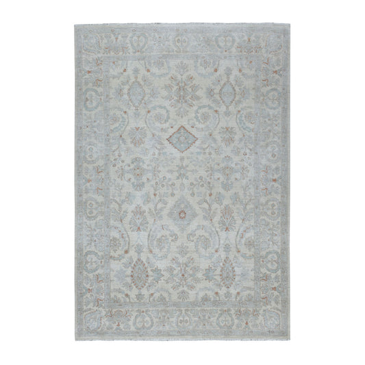 Oushak And Peshawar Wool Hand Knotted Rug Grey Whitecap Gray 6.0X8.10 -O053910