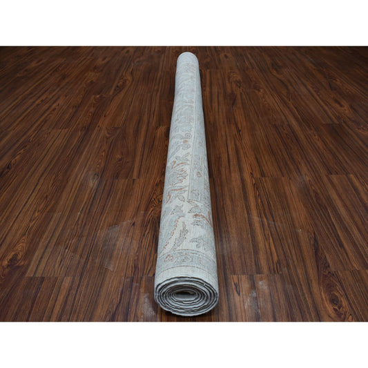 Oushak And Peshawar Wool Hand Knotted Rug Grey Whitecap Gray 6.0X8.10 -O053910