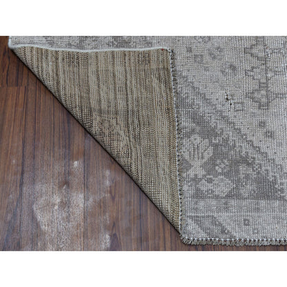 Overdyed & Vintage Worn Wool Hand Knotted Rug Brown Rugby Tan 4.10X7.3 -O054029