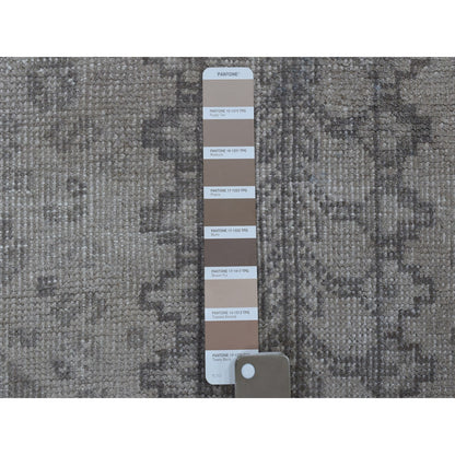 Overdyed & Vintage Worn Wool Hand Knotted Rug Brown Rugby Tan 4.10X7.3 -O054029