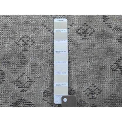 Overdyed & Vintage Worn Wool Hand Knotted Rug Ivory Parchment 6.10X9.9 -O054033