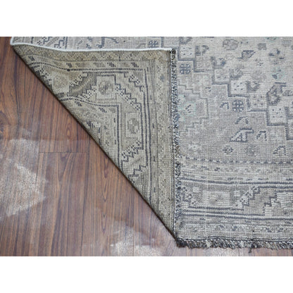 Overdyed & Vintage Worn Wool Hand Knotted Rug Grey Moon Rock 6.10X10.1 -O054035