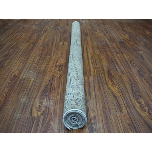 Overdyed & Vintage Worn Wool Hand Knotted Rug Grey Moon Rock 6.10X10.1 -O054035