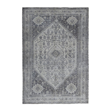 Overdyed & Vintage Worn Wool Hand Knotted Rug Ivory Dew 7.2X9.6 -O054040