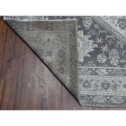 Overdyed & Vintage Worn Wool Hand Knotted Rug Ivory Dew 7.2X9.6 -O054040