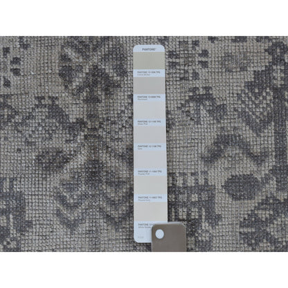 Overdyed & Vintage Worn Wool Hand Knotted Rug Ivory Dew 7.2X9.6 -O054040