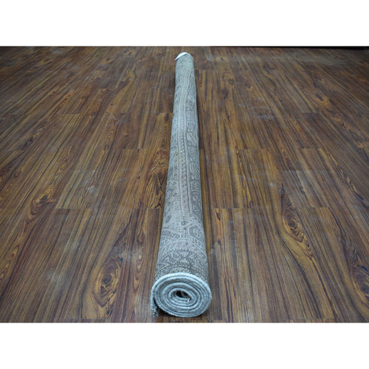 Overdyed & Vintage Worn Wool Hand Knotted Rug Ivory Dew 7.2X9.6 -O054040