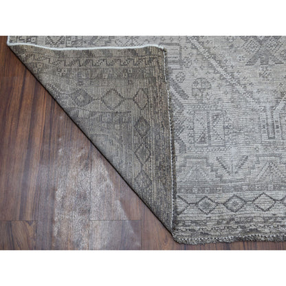 Overdyed & Vintage Worn Wool Hand Knotted Rug Grey Feather Gray 5.6X8.2 -O054044
