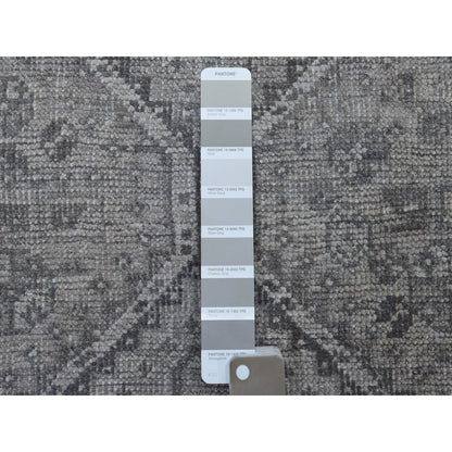 Overdyed & Vintage Worn Wool Hand Knotted Rug Grey Feather Gray 5.6X8.2 -O054044