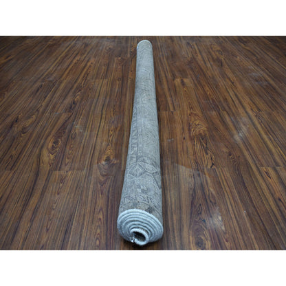 Overdyed & Vintage Worn Wool Hand Knotted Rug Grey Feather Gray 5.6X8.2 -O054044