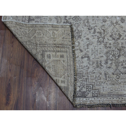 Overdyed & Vintage Worn Wool Hand Knotted Rug Beige Warm Sand 5.1X7.6 -O054047