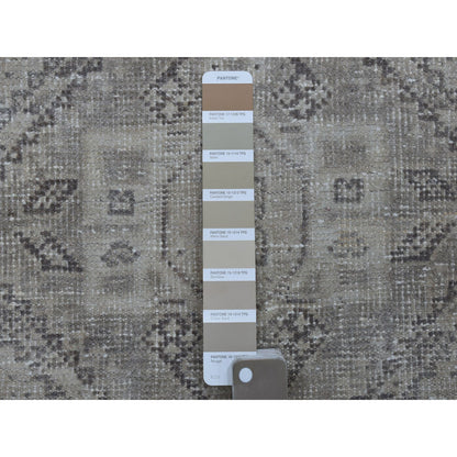 Overdyed & Vintage Worn Wool Hand Knotted Rug Beige Warm Sand 5.1X7.6 -O054047