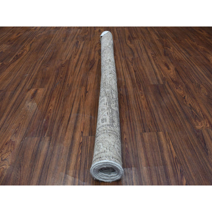 Overdyed & Vintage Worn Wool Hand Knotted Rug Beige Warm Sand 5.1X7.6 -O054047