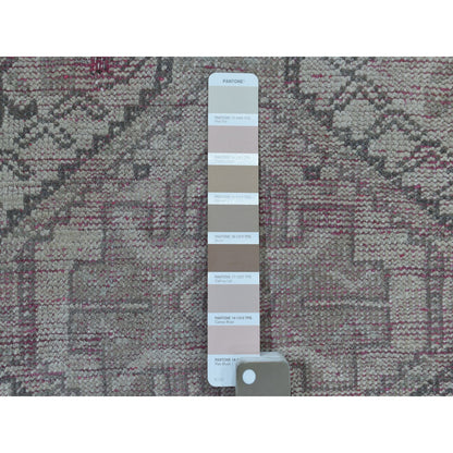Overdyed & Vintage Worn Wool Hand Knotted Rug Grey Pink Tint 4.7X8.0 -O054051
