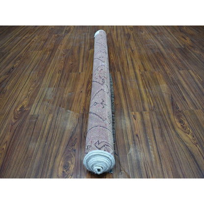 Overdyed & Vintage Worn Wool Hand Knotted Rug Grey Pink Tint 4.7X8.0 -O054051