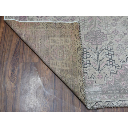 Overdyed & Vintage Worn Wool Hand Knotted Rug Grey Gray 4.10X7.4 -O054056