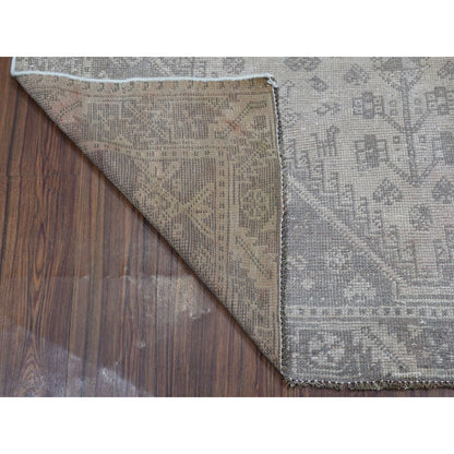 Overdyed & Vintage Worn Wool Hand Knotted Rug Grey Light Taupe 5.1X7.4 -O054060