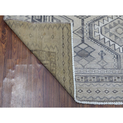 Overdyed & Vintage Worn Wool Hand Knotted Rug Beige Warm sand  5.5X8.4 -O054068