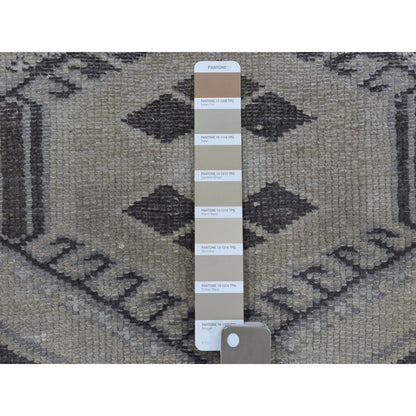 Overdyed & Vintage Worn Wool Hand Knotted Rug Beige Warm sand  5.5X8.4 -O054068