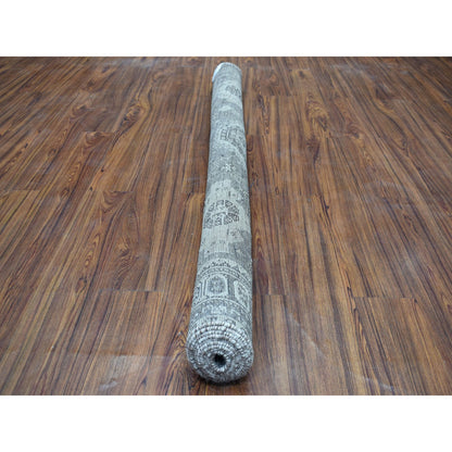 Overdyed & Vintage Worn Wool Hand Knotted Rug Grey Belgian Block 5.6X7.9 -O054070
