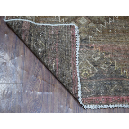 Overdyed & Vintage Worn Wool Hand Knotted Rug Grey Praline 3.3X9.8 -O054087
