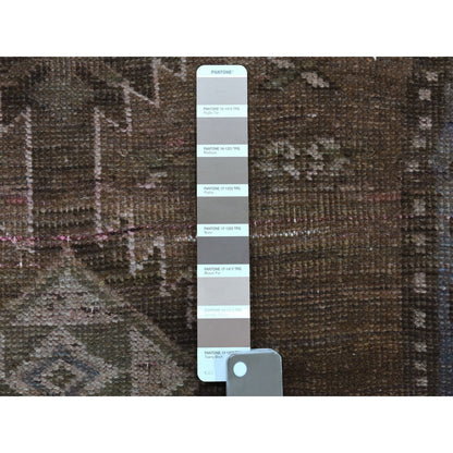 Overdyed & Vintage Worn Wool Hand Knotted Rug Grey Praline 3.3X9.8 -O054087