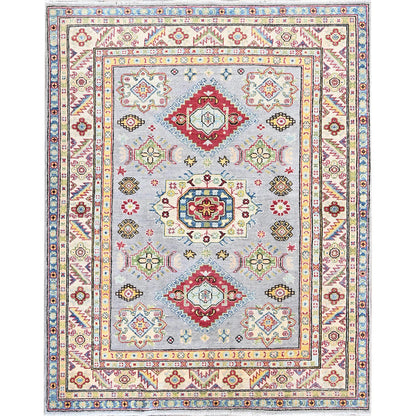 Kazak Wool Hand Knotted Rug Grey 5.0x6.3 -O0540