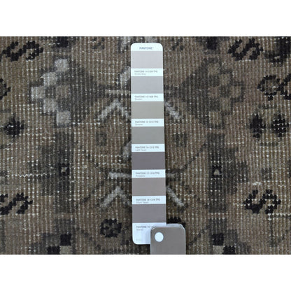Overdyed & Vintage Worn Wool Hand Knotted Rug Grey Ivory 6.4X9.1 -O054128