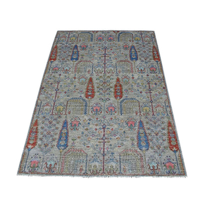 Oushak And Peshawar Wool Hand Knotted Rug Grey Grey 3.9X5.8 -O054131