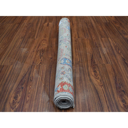 Oushak And Peshawar Wool Hand Knotted Rug Grey Grey 3.9X5.8 -O054131