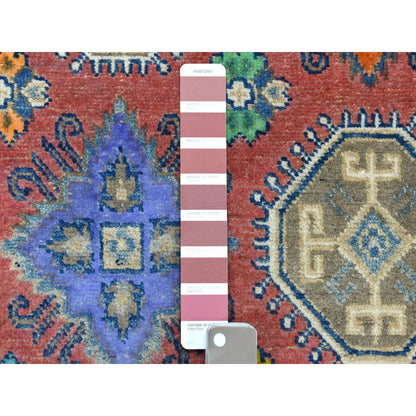 Kazak Wool Hand Knotted Rug Pink Ivory 3.9X5.7 -O054151