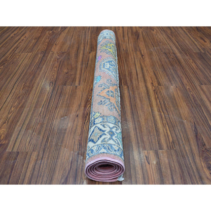 Kazak Wool Hand Knotted Rug Pink Ivory 3.9X5.7 -O054151