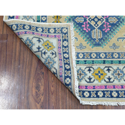 Kazak Wool Hand Knotted Rug Beige Ivory 4.1X6.1 -O054153