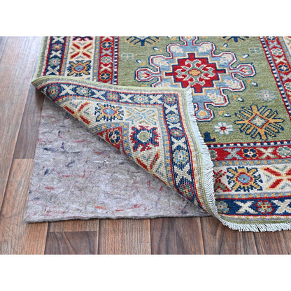 Kazak Wool Hand Knotted Rug Green 2.9x12.9 -O0541