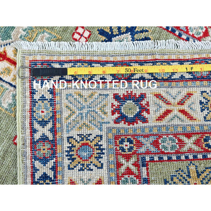 Kazak Wool Hand Knotted Rug Green 2.9x12.9 -O0541