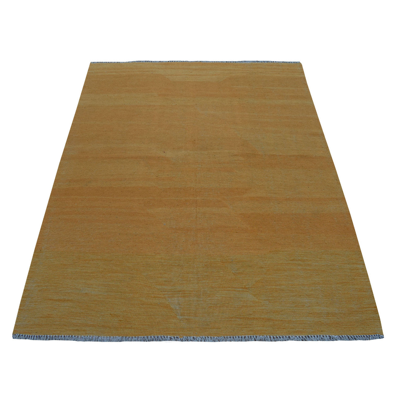 Flat Weave Wool Hand Woven Rug Orange Tangerian 5.0X6.6 -O054225