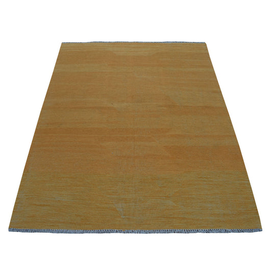 Flat Weave Wool Hand Woven Rug Orange Tangerian 5.0X6.6 -O054225