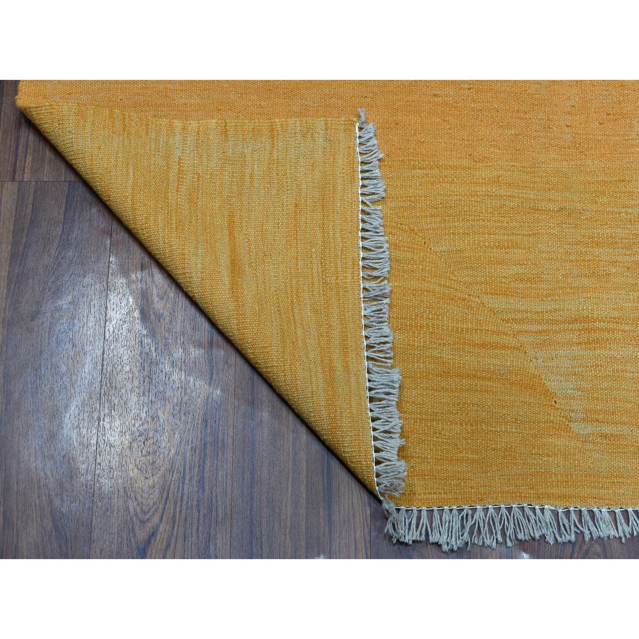 Flat Weave Wool Hand Woven Rug Orange Tangerian 5.0X6.6 -O054225