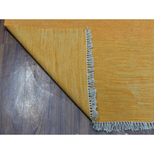 Flat Weave Wool Hand Woven Rug Orange Tangerian 5.0X6.6 -O054225