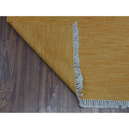 Flat Weave Wool Hand Knotted Rug Yellow Golden Nugget 2.3X6.4 -O054249
